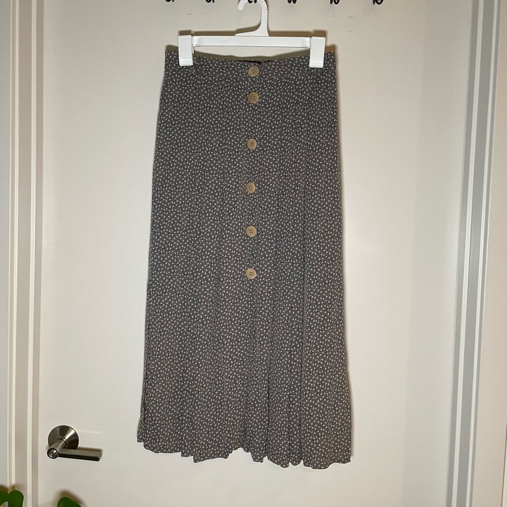 Vintage Signé Incognito Printed Midi Skirt